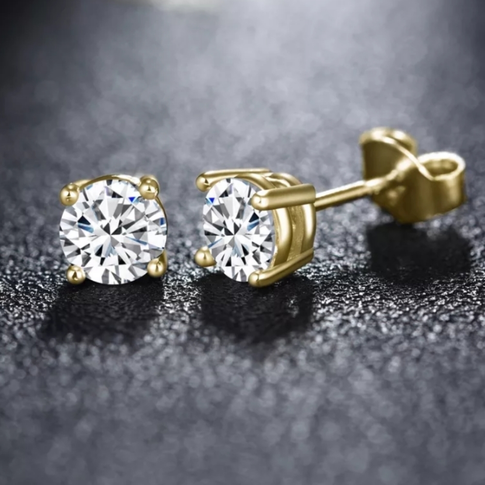 1ct. t.w. Certified 14kt Moissanite Round GP Stud Earrings NEW - Picture 1 of 10